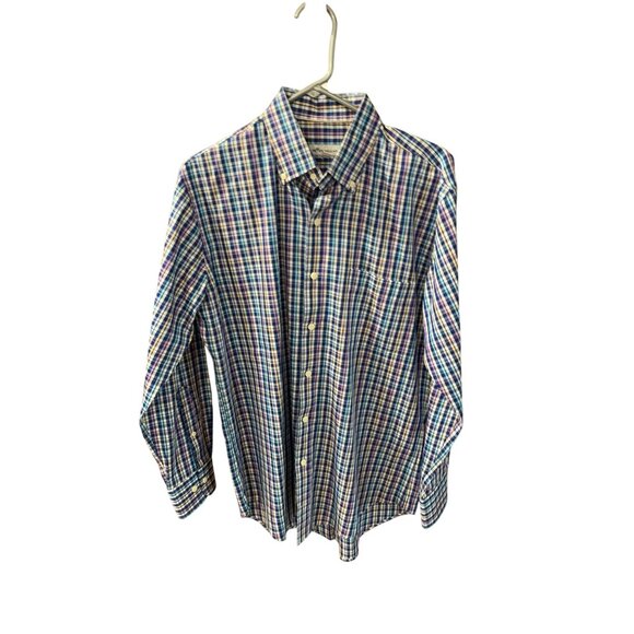 Peter Millar Mens Size Medium Blue Long Sleeve Silk Blend Button Up Shirt top Bl - Picture 1 of 4